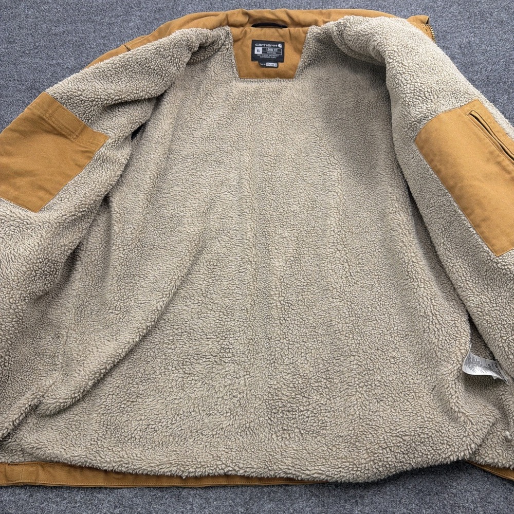 Carhartt Loose Fit Men XL Duck Canvas Sherpa Lined Jacket 0C4293-M Logo Brown - Picture 8 of 10